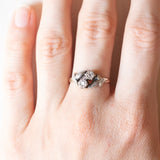 Anello Toi et Moi Art Nouveau in oro giallo 18K e argento con diamanti di taglio rosetta, anni ‘10/‘20