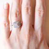 Anello vintage in oro bianco 9K con diamanti (0.50ctw ca.), anni ‘80/‘90