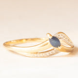 Anello vintage in oro giallo e bianco 18K con zaffiro, anni ‘60