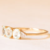 Trilogy vintage in oro giallo 10K con tormaline azzurre (1ctw ca.) e diamanti (0.03ctw ca.)