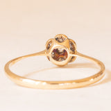 Anello a fiore antico in oro giallo e bianco 14K con diamanti di taglio vecchia miniera (0.14ctw ca.), anni ‘10