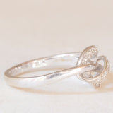 Anello vintage a nodo in oro bianco 9K con diamanti (0.06ctw ca.), anni ‘90