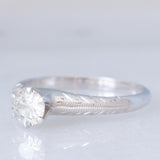 Solitario vintage in stile Art Déco in platino con diamante (0.40ct)
