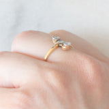 Toi et Moi Art Nouveau in oro giallo 14K con diamanti di taglio vecchia Europa (0.24ctw ca.) e diamanti di taglio rosetta, anni ‘20