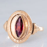 Anello vintage in oro giallo 14K con granato di taglio marquise (0.50ct ca.), anni ‘60