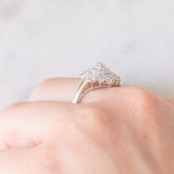 Anello a fiore vintage in platino con diamanti (0.55ctw), anni ‘80