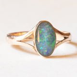 Anello vintage in oro giallo 14K con opale sintetico, anni ‘70