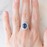 Anello ballerina in platino con zaffiro (3.02ct) e diamanti (1.20ctw), anni ‘80