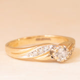 Anello vintage in oro giallo 9K con diamanti (0.15ctw ca.), anni ‘80