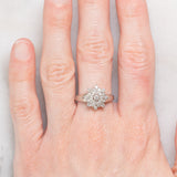 Anello a fiocco di neve in platino con diamanti di taglio brillante (0.50ctw), anni ‘70/‘80