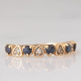 Mezzo eternity vintage in oro giallo 9K con zaffiri (0.40ctw ca.) e diamanti (0.04ctw ca.), anno 1986