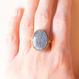 Anello vintage in oro giallo 14K con opale triplet, anni ‘60