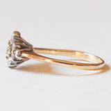Anello vintage in oro giallo e bianco 9K con diamanti di taglio brillante (0.16ctw ca.), anni ‘70