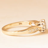 Anello vintage a fiore in oro giallo 9K con diamanti (0.16ctw ca.), anni ‘70/‘80