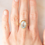 Anello da cocktail vintage in oro giallo 14K con acquamarina (5ct ca.), anni ‘60