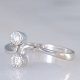 Toi et Moi vintage in oro bianco 14K con diamanti di taglio brillante (0.40ctw ca.), anni ‘70/‘80