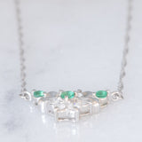 Collana vintage in platino con smeraldi e diamanti di taglio brillante (0.19ctw), anni ‘70/‘80