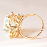 Anello da cocktail vintage in oro giallo 18K con acquamarina (7.50ct ca.), anni ‘60/‘70