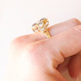 Anello da cocktail vintage in oro giallo 14K con acquamarina (2ct ca.), anni ‘60/‘70
