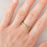 Veretta vintage in oro giallo 9K con tsavoriti (0.15ctw ca.), anni ‘80