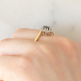 Anello a margherita vintage in oro giallo 9K con zaffiro (0.75ct ca.) e diamanti (0.10ctw ca.), anno 1981