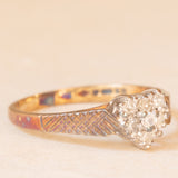 Anello in oro giallo 9K con decorazione a cuore in oro bianco 9K con diamanti (0.14ctw ca.), anno 1986