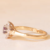 Anello a margherita vintage in oro giallo e bianco 9K con rubino (0.40ct ca.) e diamanti (0.06ctw ca.)