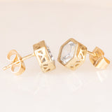 Orecchini vintage in oro giallo 8K con spinelli azzurri sintetici, anni ‘70/‘80