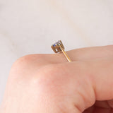 Trilogy vintage in oro giallo 8K con tanzanite e diamanti, anni ‘80