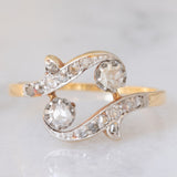 Anello Art Nouveau in oro giallo 14K e argento con diamanti di taglio rosetta (0.26ctw ca.), anni ‘10/‘20