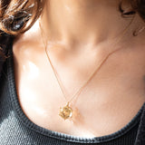 Ciondolo vintage in oro giallo 14K con quarzo citrino (9ct ca.), anni ‘60