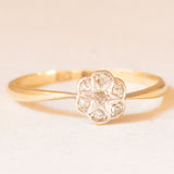 Anello a fiore antico in platino e oro giallo 18K con diamanti di taglio vecchia miniera, 1901-1910