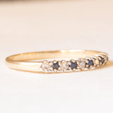 Veretta vintage in oro giallo 9K con zaffiri (0.04ctw ca.) e diamanti (0.05ctw ca.), anno 1990