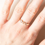 Trilogy vintage in oro giallo 14K con pietre di luna (0.40ctw ca.), anni ‘60/‘70