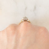 Anello a fiore vintage in oro giallo 9K con diamanti (0.10ctw ca.), anni ‘70/‘80