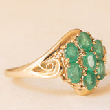 Anello vintage in oro giallo 14K con smeraldi (1.20ctw ca.), anni ‘70
