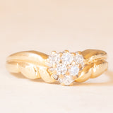 Anello vintage in oro giallo e bianco 9K con diamanti di taglio brillante (0.18ctw ca.), anno ‘1988