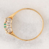 Trilogy vintage in oro giallo 9K con smeraldo e diamanti, anno 1981