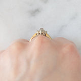 Gioiello vintage 2 in 1 e convertibile da anello a ciondolo in oro giallo e bianco 14K con rubini (0.12ctw ca.) e diamanti di taglio brillante (0.32ctw ca.), anni ‘70/‘80
