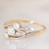 Anello Art Nouveau in oro giallo e bianco 14K con diamanti (0.30ctw ca.), anni ‘20