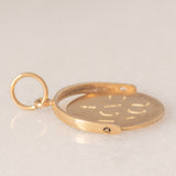 Ciondolo vintage in oro giallo 9K con scritta nascosta “I Love You” su disco da girare per farla comparire