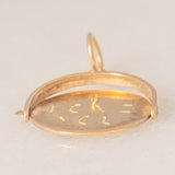 Ciondolo vintage in oro giallo 9K con scritta nascosta “I Love You” su disco da girare per farla comparire