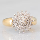 Anello vintage a fiore e a fascia con diamanti (0.52ctw ca.), anni ‘60/‘70