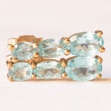 Orecchini vintage in oro giallo 9K con tormaline azzurre (1ctw ca.), anni ‘90