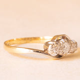 Trilogy bypass antico in oro giallo e bianco 15K con diamanti (0.12ctw ca.), anni ‘20