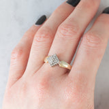 Anello geometrico vintage in oro giallo 14K con diamanti (0.25ctw ca.), anni ‘70/‘80