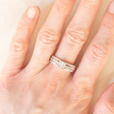 Anello vintage a fascia in oro bianco 9K con diamanti (0.40ctw ca.)