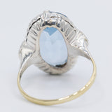 Anello da cocktail Art Déco in oro giallo 14K e argento con spinello azzurro (7.50ct ca.), anni ‘30