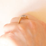 Anello vintage in oro giallo e bianco 9K con diamanti (0.25ctw ca.), anni ‘80