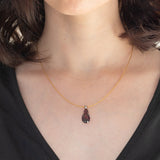 Collana vintage in oro giallo 8K con granati e diamanti, anni ‘70/‘80